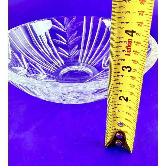 VTG Crystal Bowl Dish Clear Hand Cut Thick Heavy Fruit Candy 7” - Picture 7 of 7